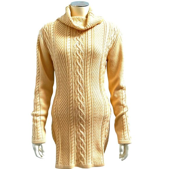 CCC Cowl Polo Neck Slim Tunic Sweater Fitted Ribbed Knit Pattern Trendy Size Med - Picture 1 of 6